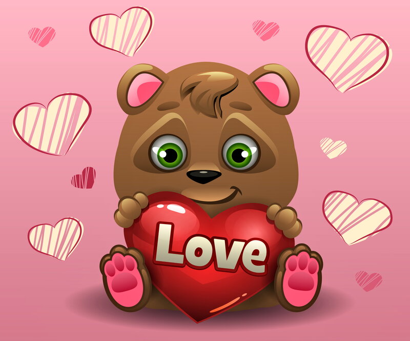 Brown Bear Holding Heart