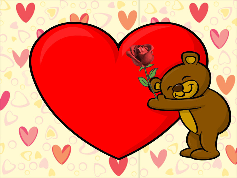 Brown Bear Holding Rose