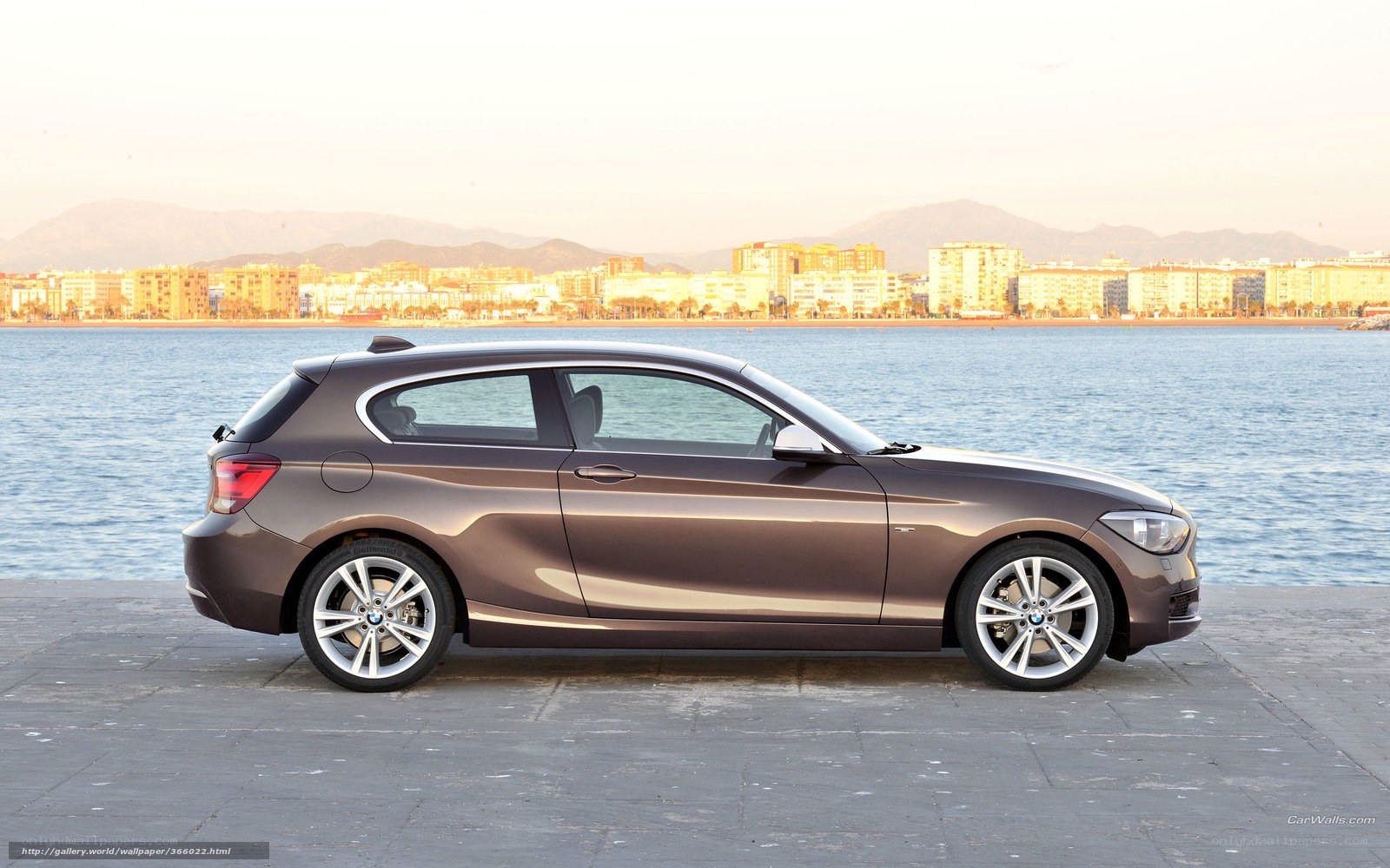 Brown BMW 1 Series by the sea