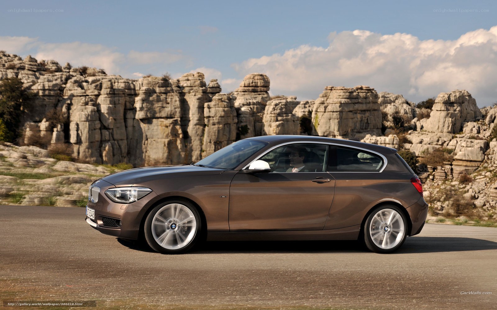 Brown BMW 1 Series on a road