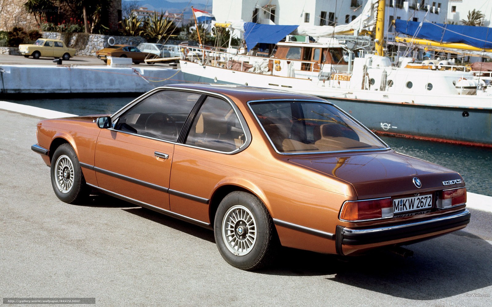 Brown BMW 630CS parked at marina