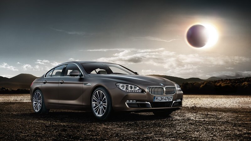 Brown BMW Sedan — Dramatic, Sunset