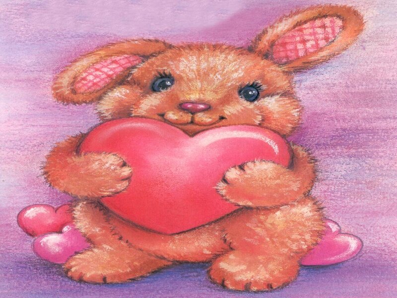 Brown Bunny Holding Heart