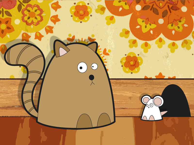 Brown Cat and White Mouse