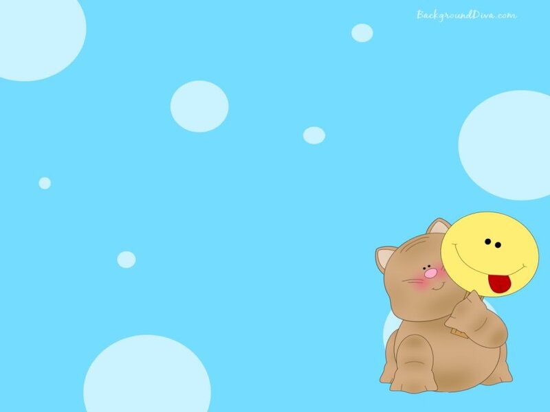 Brown Cat Holding Smiley — Blue