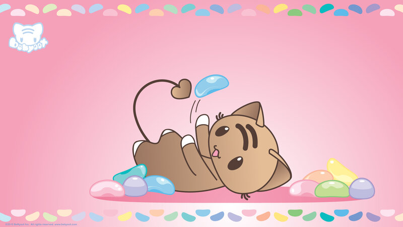 Brown Cat Playing with Jelly Beans — Pink