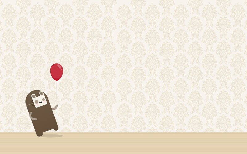 Brown Character with Balloon — Beige
