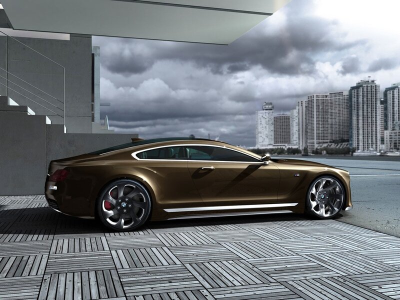 Brown Concept Car — Dramatic, 3d Render, City Skyline