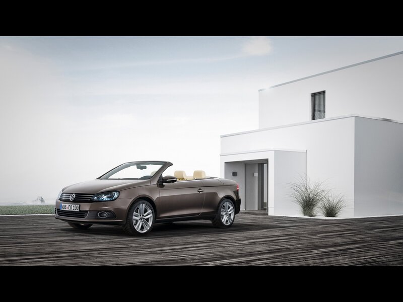 Brown convertible car on deck