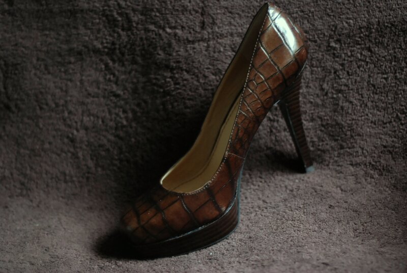 Brown Crocodile-pattern Shoe