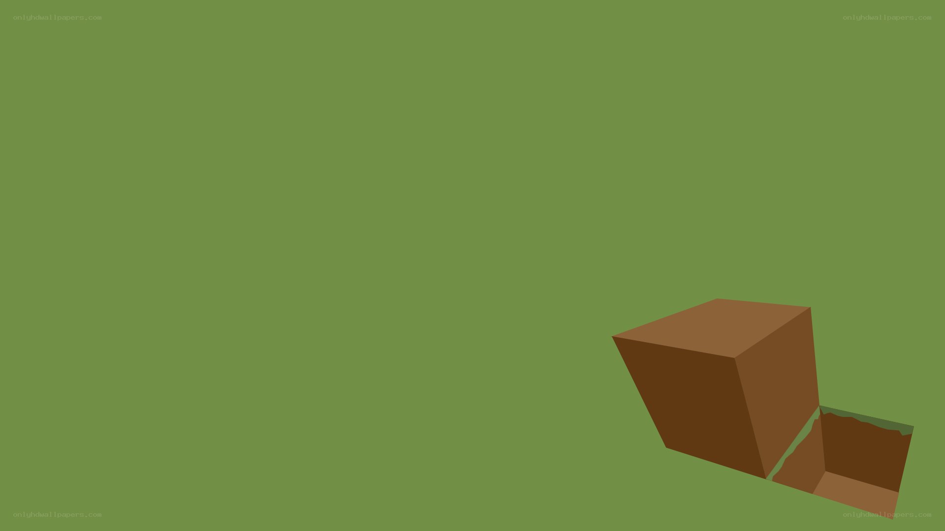 brown cube on green background