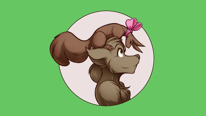 Brown Dog with Squirrel