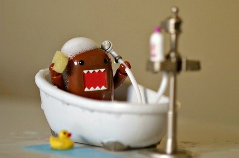 Brown Domo Toy in Bathtub