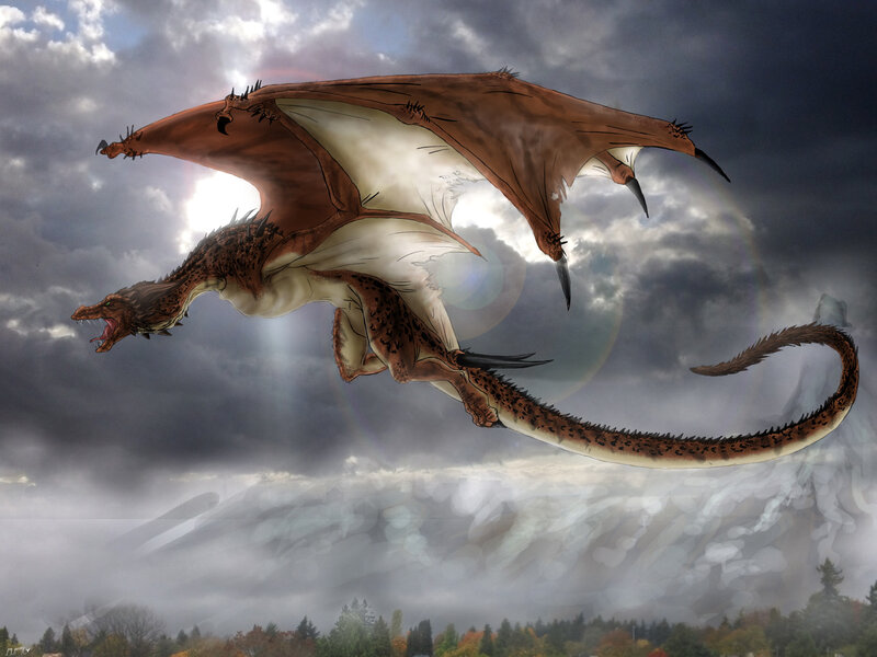 Brown Dragon Flying