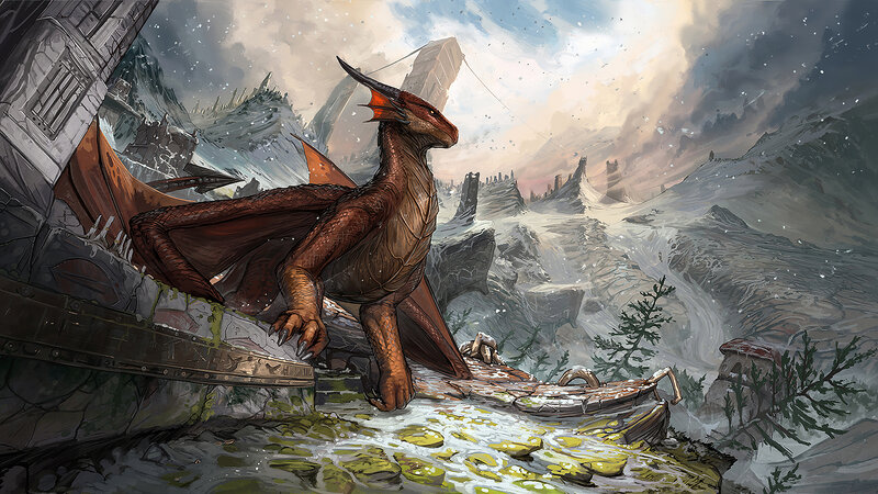Brown Dragon on Ruins