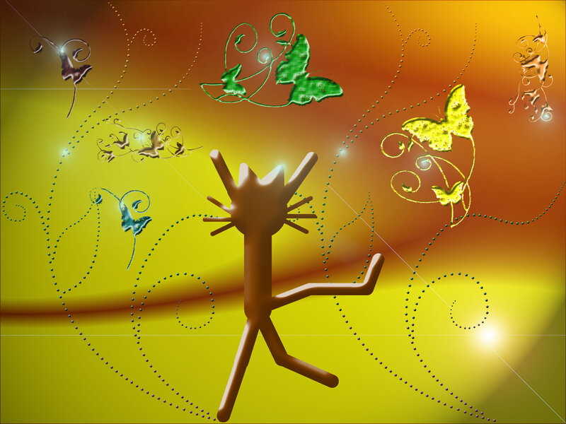 Brown Figure with Butterflies