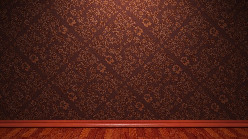 brown floral wallpaper interior