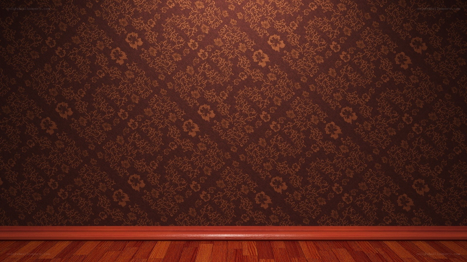 brown floral wallpaper interior