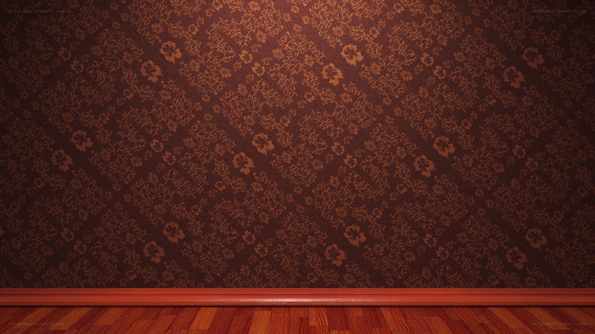 brown floral wallpaper room