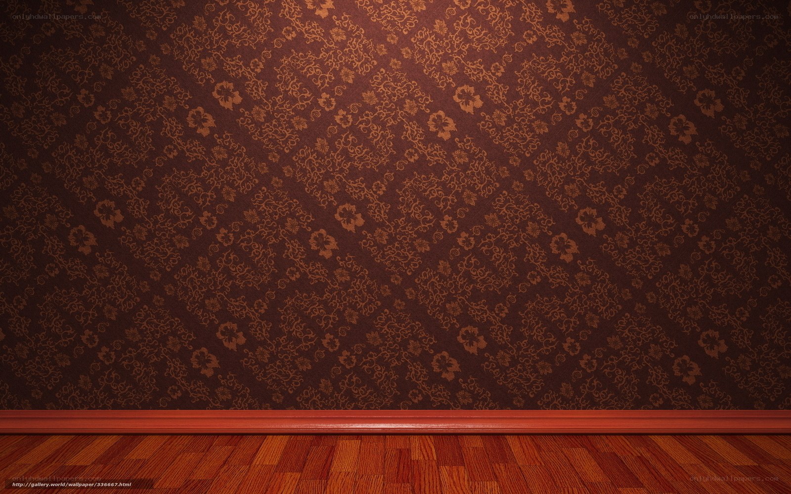 brown floral wallpaper room