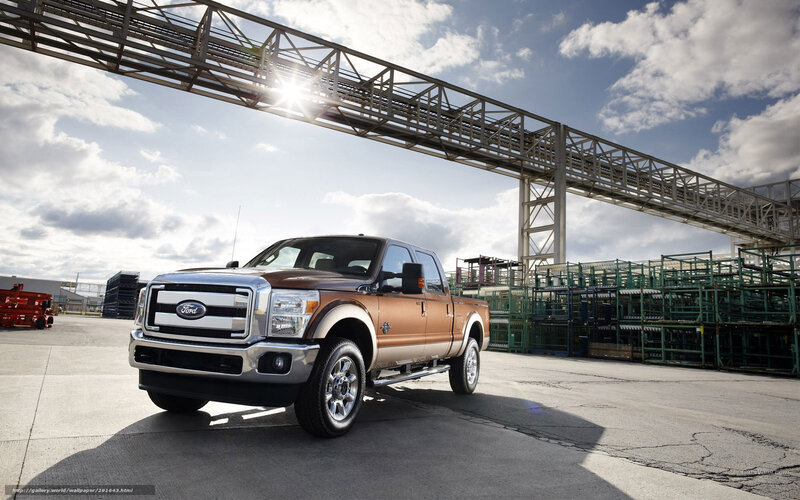 Brown Ford F-250 in industrial setting