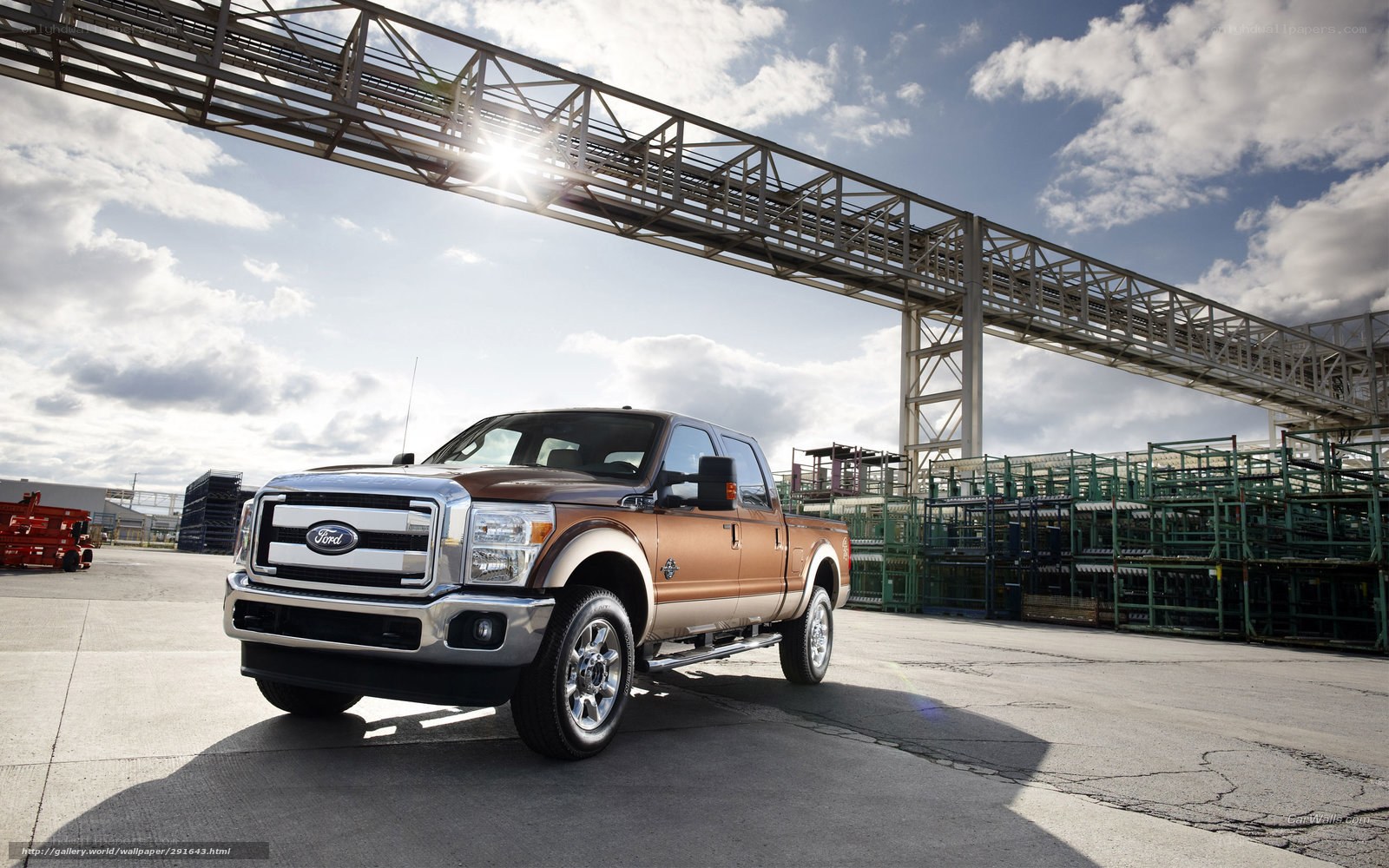 Brown Ford F-250 in industrial setting