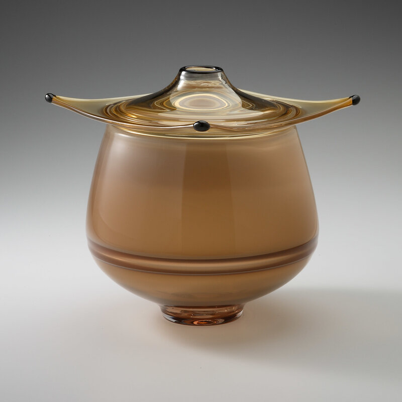 Brown glass vessel with lid