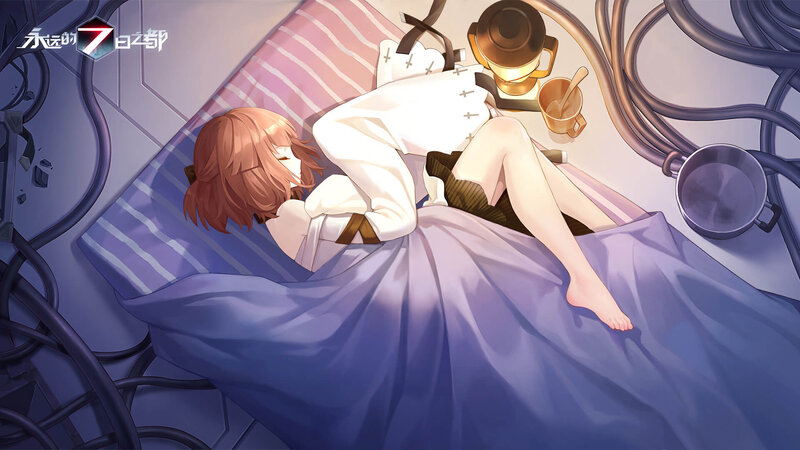 Brown-haired Girl Sleeping — Purple