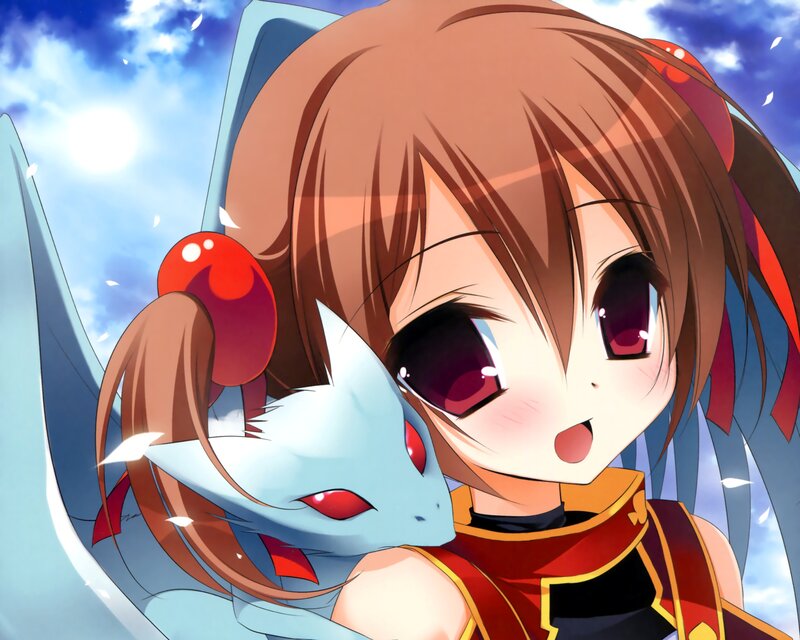 Brown-haired Girl with Dragon