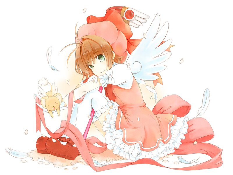 Brown-haired Girl with Wings — Red