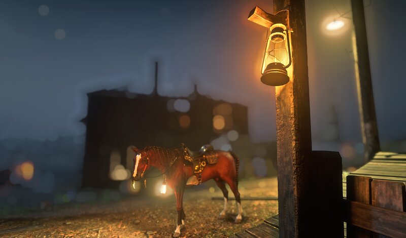 Brown Horse at Night