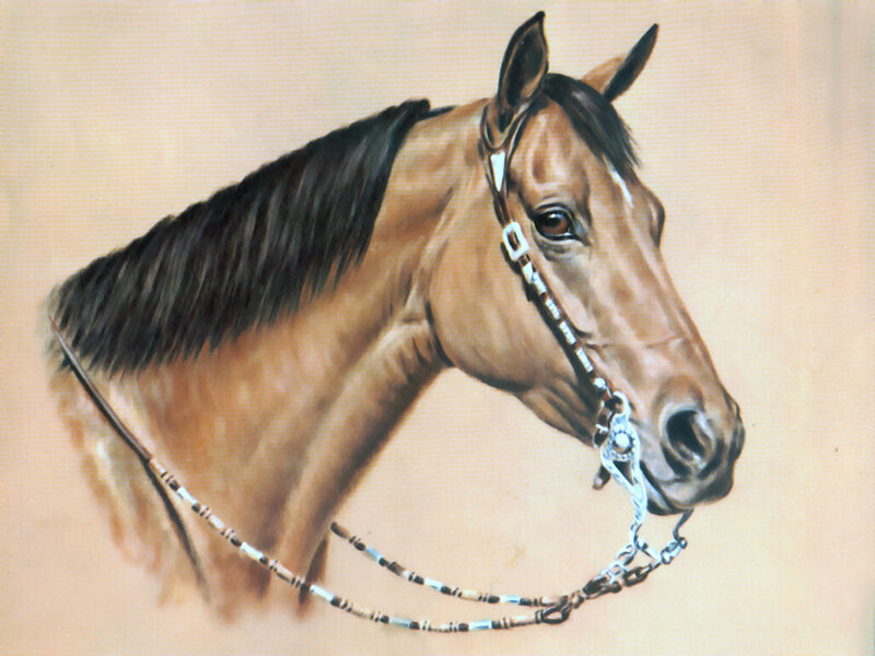 Brown Horse Head — Calm, Painting, Bridle, Reins