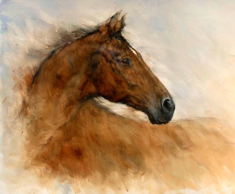 Brown Horse Head — Calm, Painting, Portrait