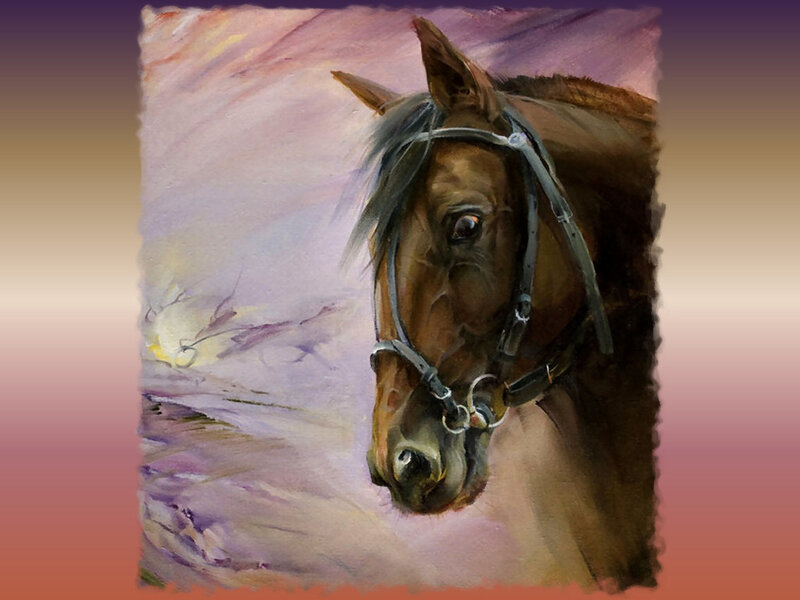 Brown Horse Head — Purple