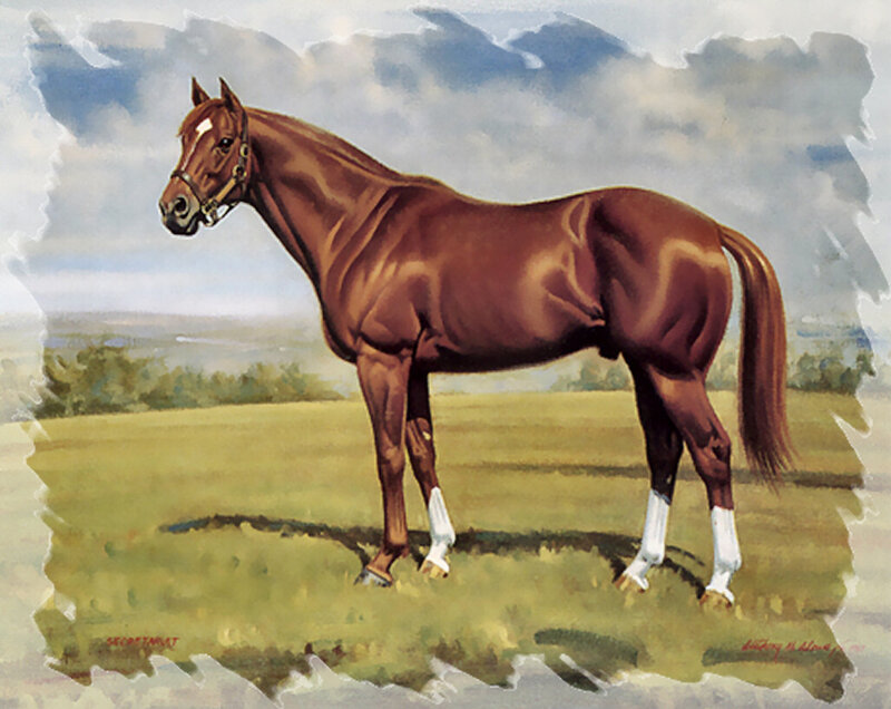 Brown Horse in Field — Serene, Afternoon, Painting, Sky