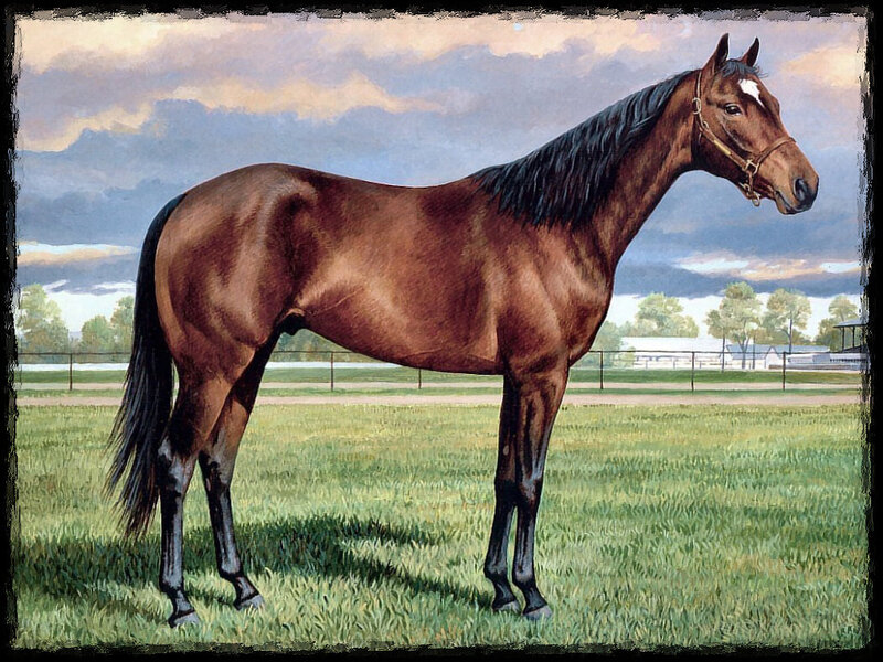 Brown Horse in Field — Serene, Afternoon, Painting