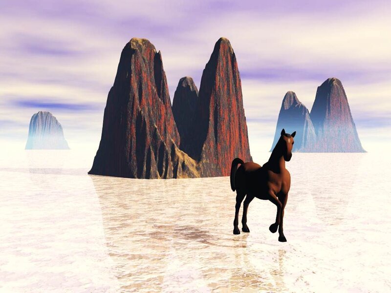 Brown Horse on Ice