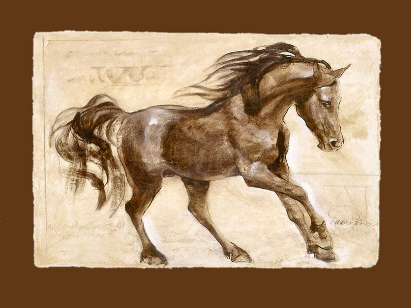 Brown Horse Running — Dynamic, Illustration