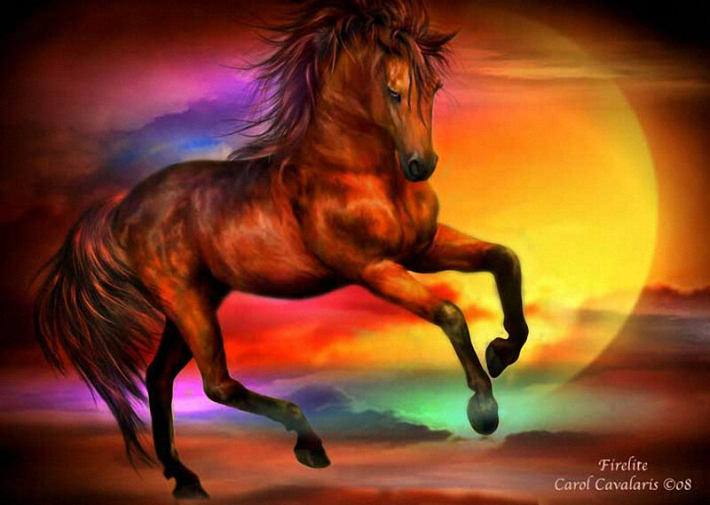 Brown Horse Running — Orange, Dramatic