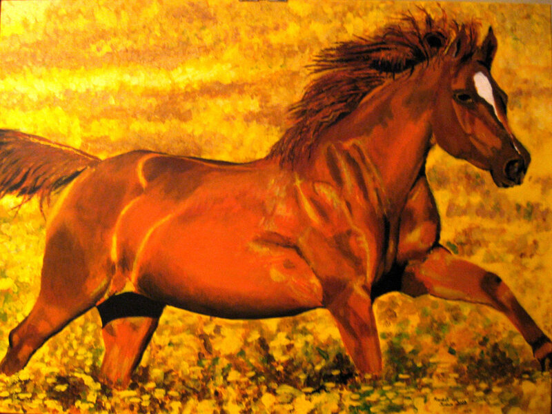 Brown Horse Running — Yellow