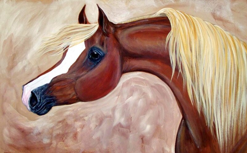 Brown Horse with Blonde Mane — Calm