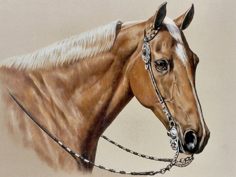 Brown Horse with Bridle — Calm, Painting