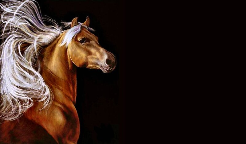 Brown Horse with White Mane — Dramatic, Painting