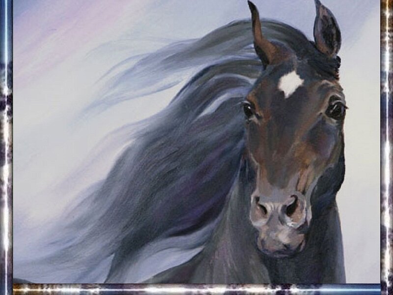 Brown Horse with White Marking — Gray