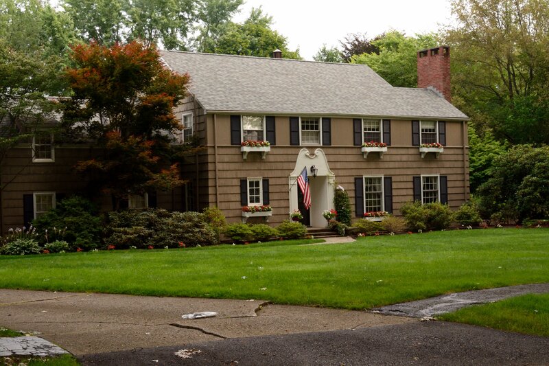 Brown House with Flag