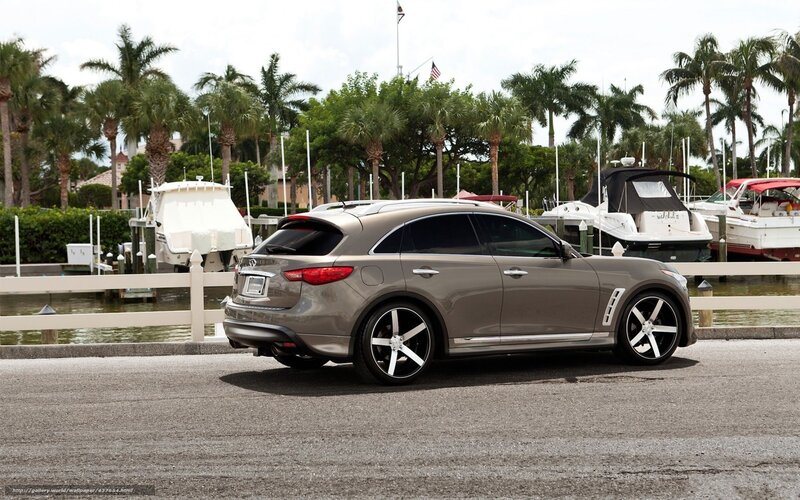 Brown Infiniti FX parked by marina