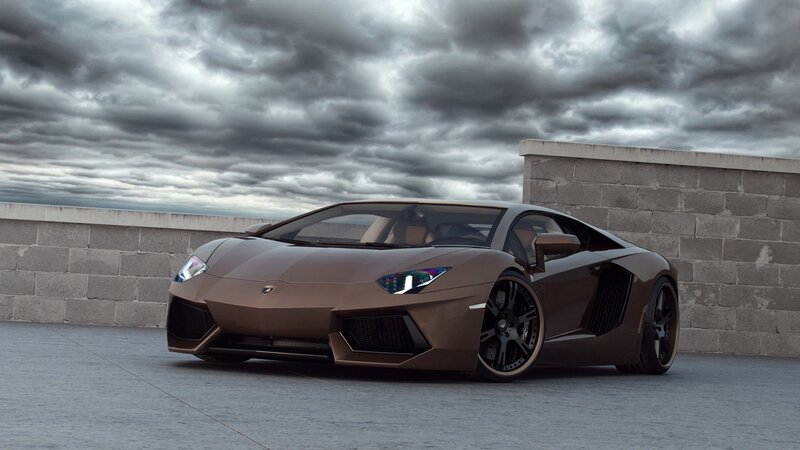 Brown Lamborghini on a rooftop