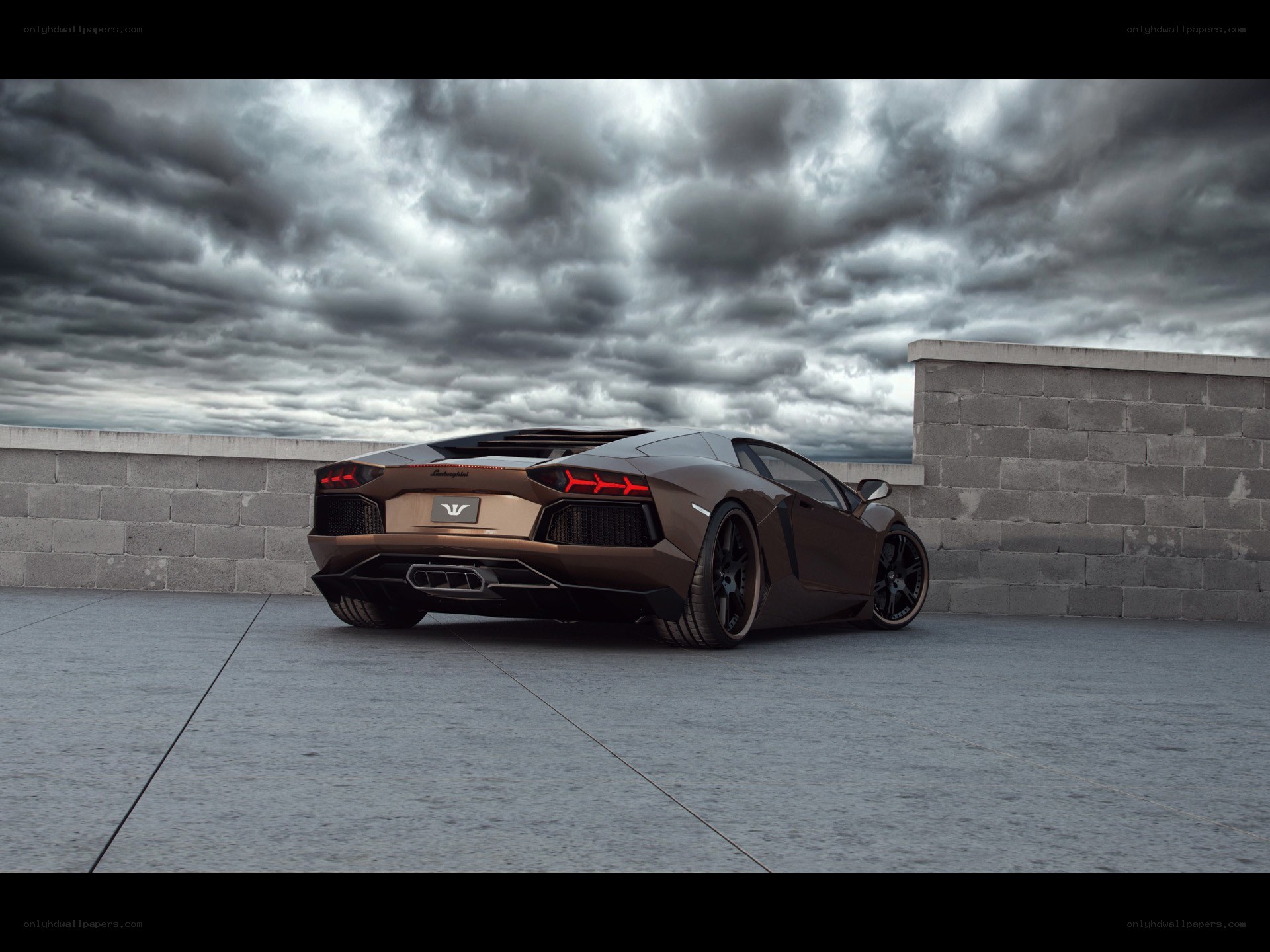 Brown Lamborghini on rooftop