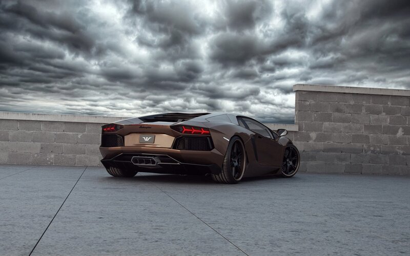 Brown Lamborghini on rooftop
