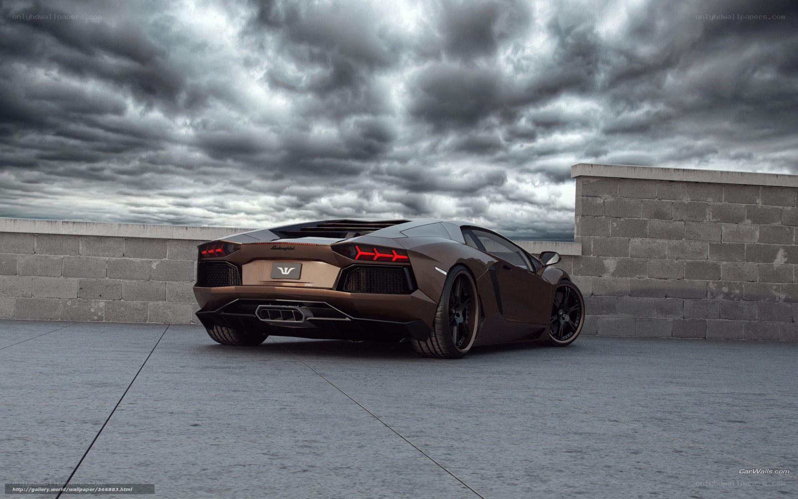 Brown Lamborghini on rooftop